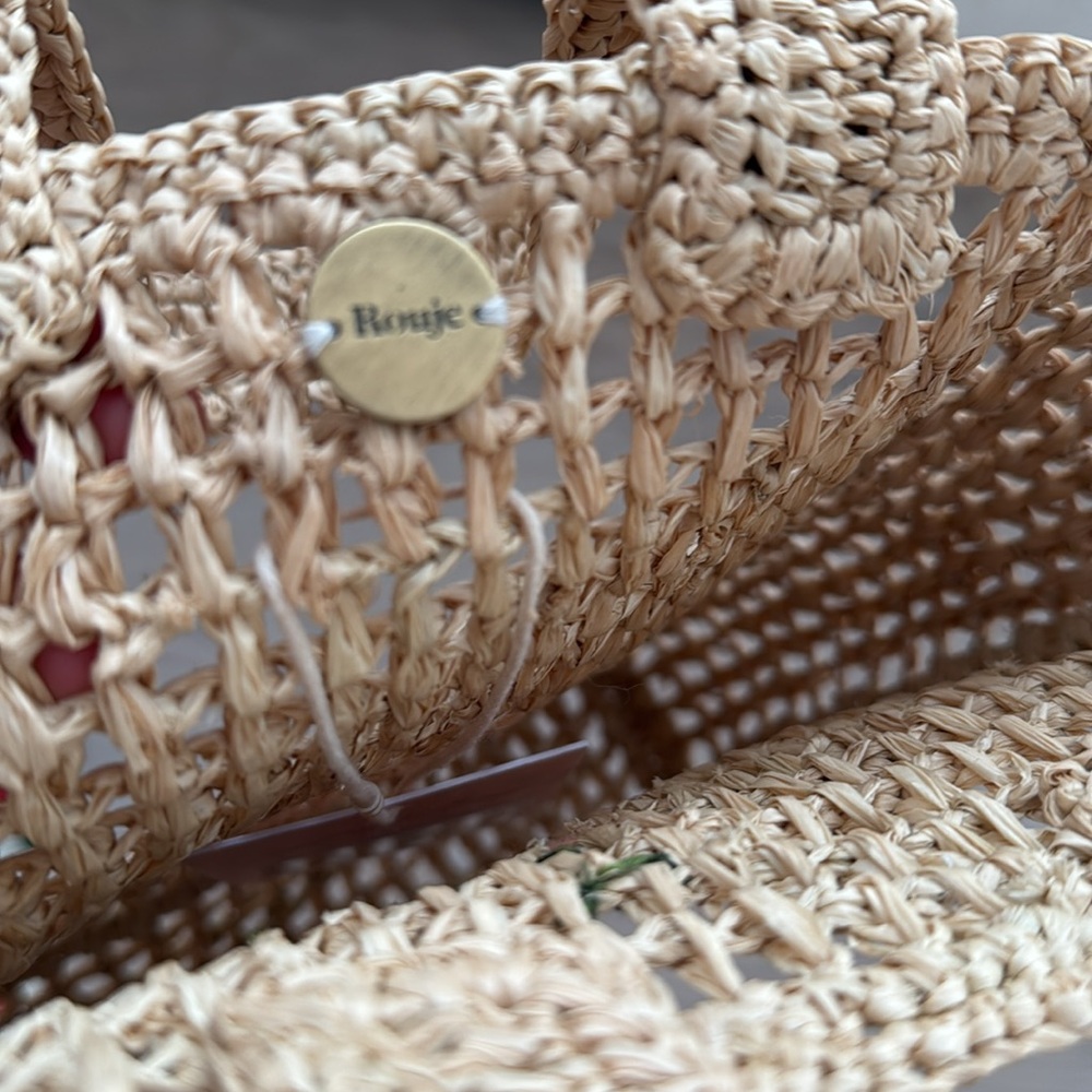Rouge, Paris, canvas basket raffia bag NWT - Picture 5 of 6